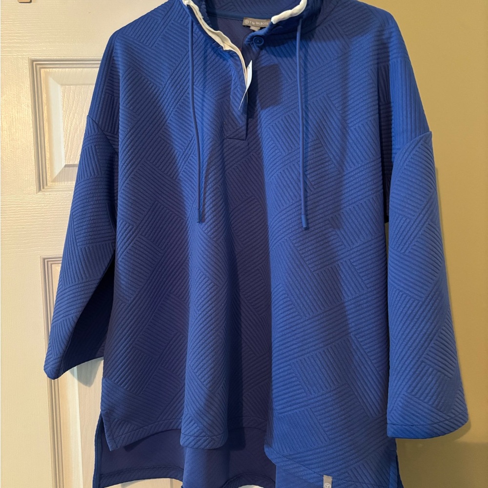 Talbots Blue Tunic with Drawstring Collar